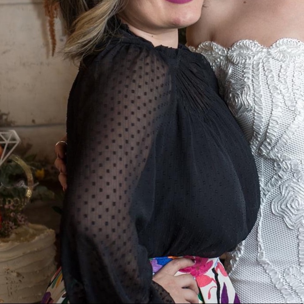 Loft Black semi transparent top